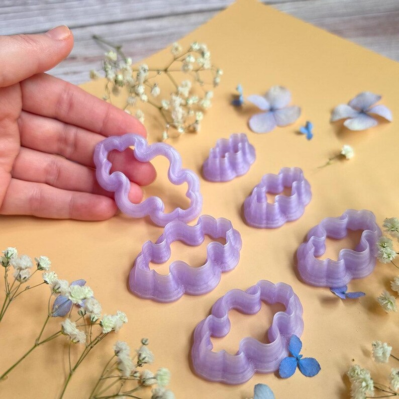 Scalloped Cloud Pendant Bail Clay Cutter Set #15 - 6 Sizes, 2.5-5 cm image 7