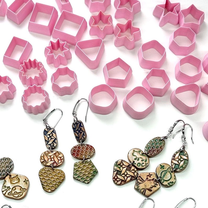 52pcs Mini Geometric Polymer Clay Cutters, Size 2cm each, Clay Cutters for Polymer Clay Jewelry Plastic Cutters SweetyBijou Tools
