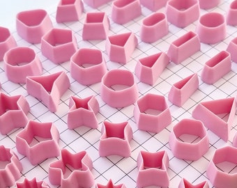 SweetyBijou Clay Cutters, 52pcs Mini Geometric Polymer Clay Cutters, Size 2cm each, Clay Cutters for Polymer Clay Jewelry