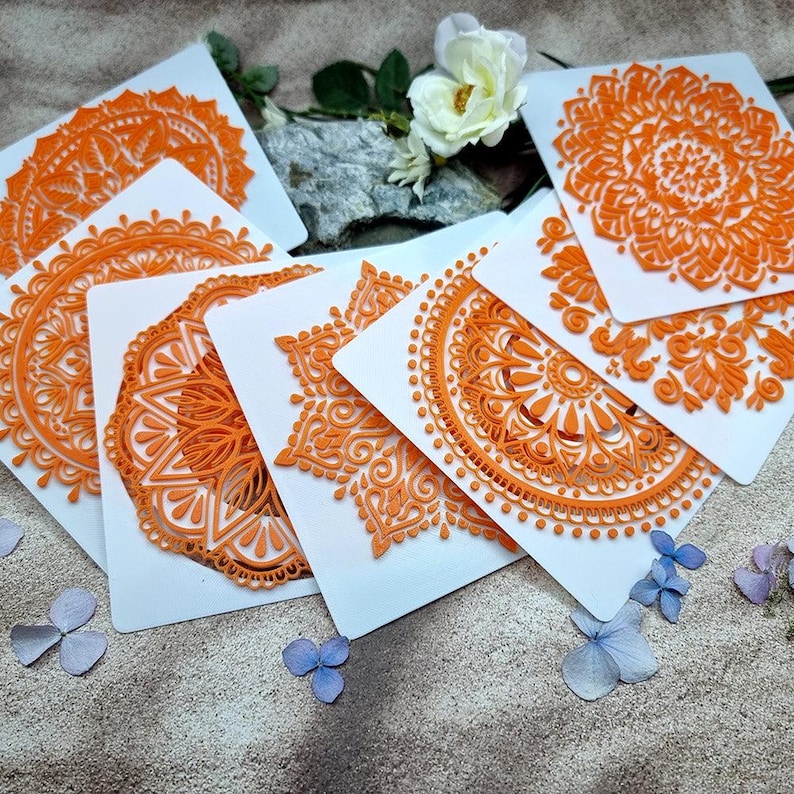 Juego de texturas de mandala para arcilla polimérica - 7 diseños, 10 o 12 cm imagen 4
