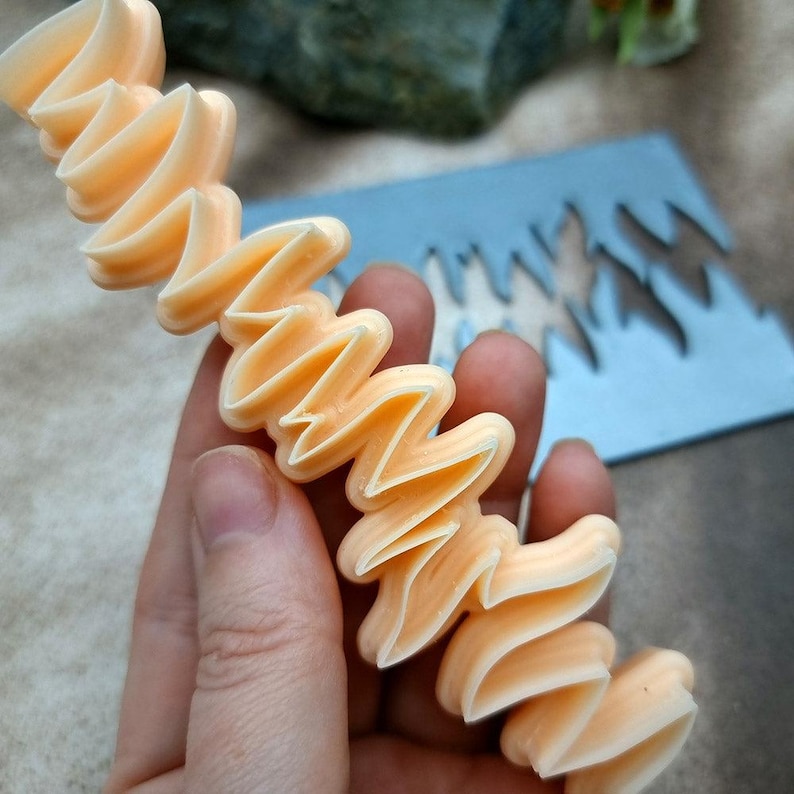 Flames #3 Clay Blade - 12 cm Patterned Edge for Polymer and Metal Clay image 3