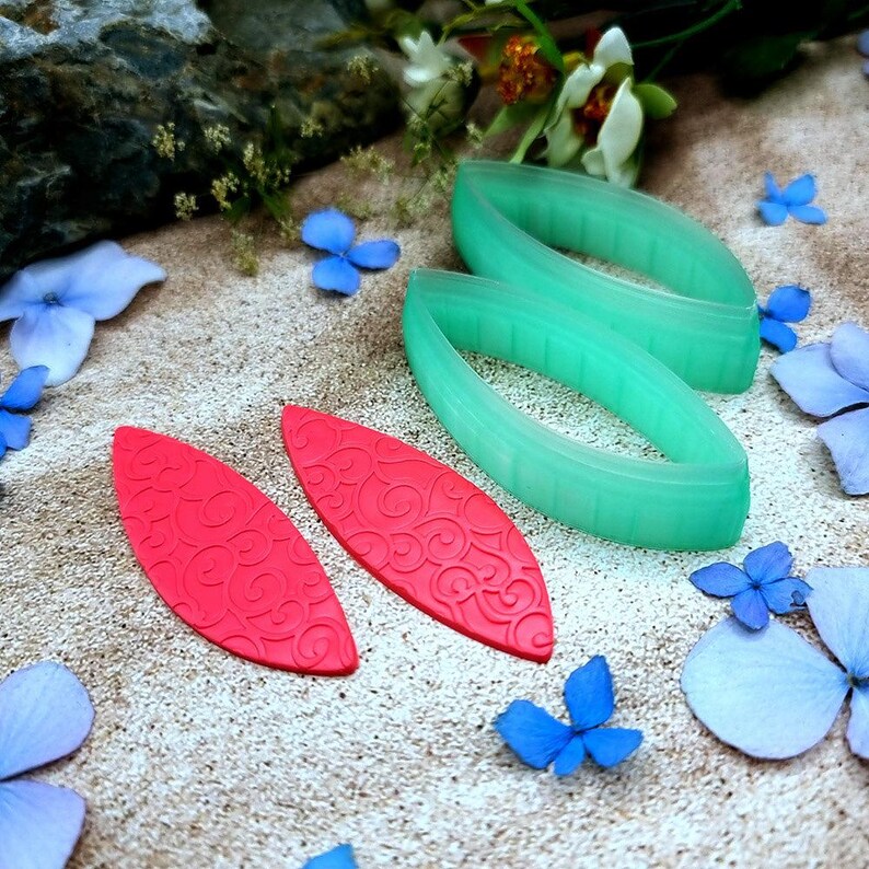 Cortador de pendientes de arcilla polimérica con forma de hoja curva, par n.° 6 - 6 cm imagen 7