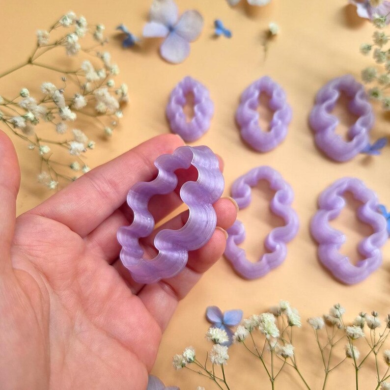 Scalloped Cloud Pendant Bail Clay Cutter Set #15 - 6 Sizes, 2.5-5 cm image 2