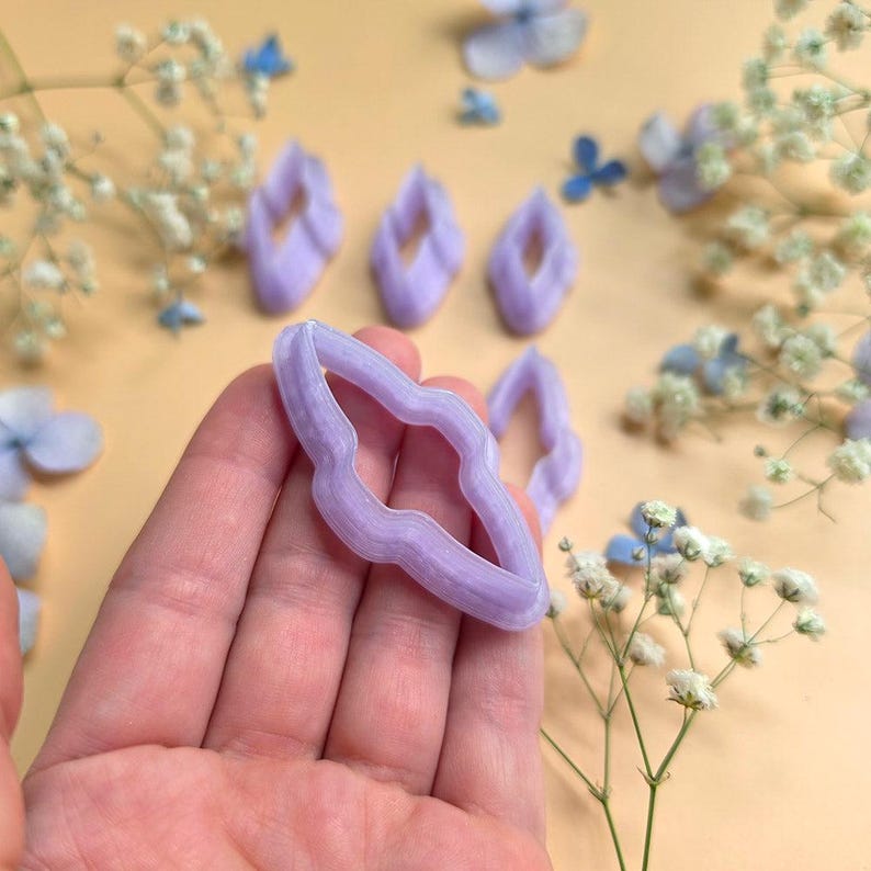 Notched Marquise Pendant Bail Clay Cutter Set #6 - 6 Sizes, 2.5-5 cm image 2