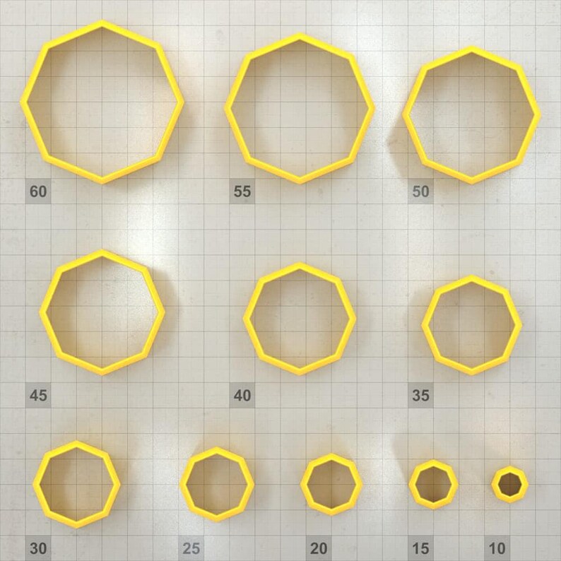 Octagon - Set of 11 Polymer Clay Cutter Plastic Cutters SweetyBijou Tools