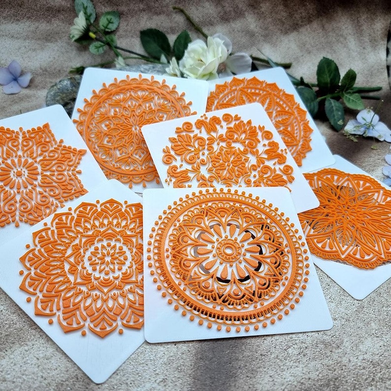 Juego de texturas de mandala para arcilla polimérica - 7 diseños, 10 o 12 cm imagen 2