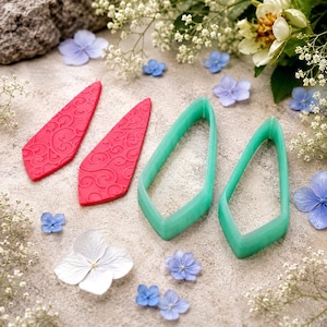 Emporte-pièces pour boucles d'oreilles en pâte polymère en forme de cerf-volant long, paire n° 11 - 6 cm image 1