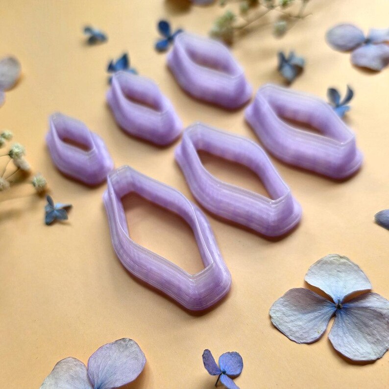 Faceted Hexagon Pendant Bail Clay Cutter Set #2 - 6 Sizes, 2.5-5 cm image 3
