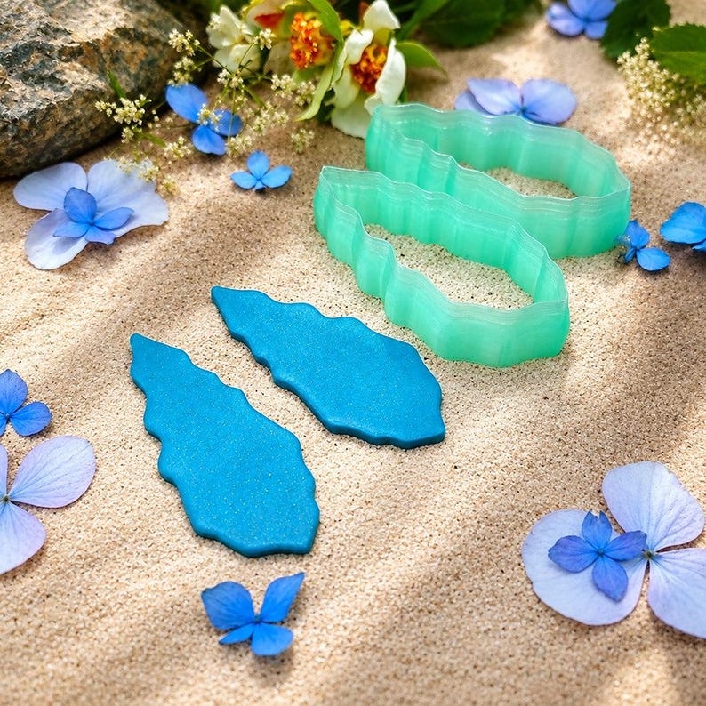 Ohrringausstecher aus Polymer Clay in Blattform, Paar Nr. 18 – 6 cm Bild 7