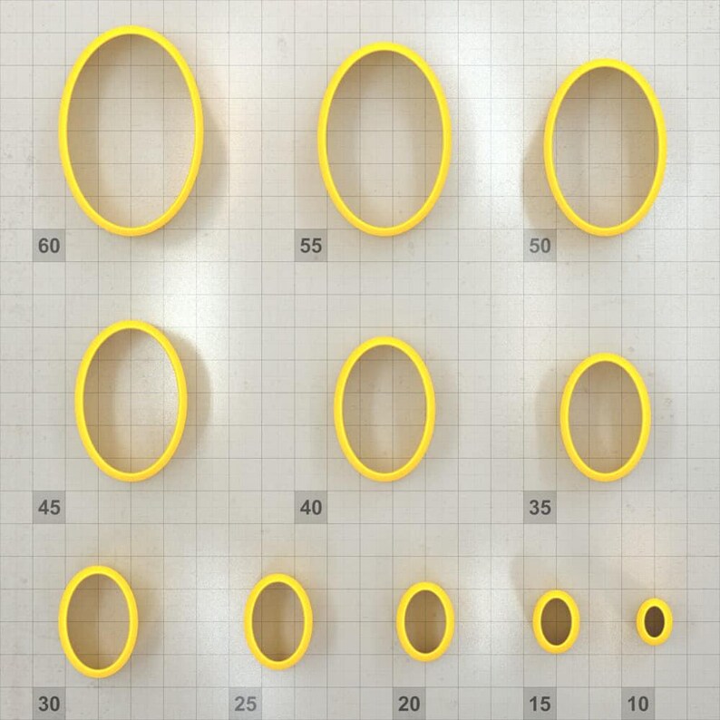 Oval 6:4 - Set of 11 Polymer Clay Cutter Plastic Cutters SweetyBijou Tools