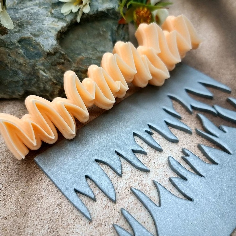 Flames #3 Clay Blade - 12 cm Patterned Edge for Polymer and Metal Clay image 5