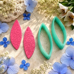 Cortador de pendientes de arcilla polimérica con forma de hoja curva, par n.° 6 - 6 cm imagen 1