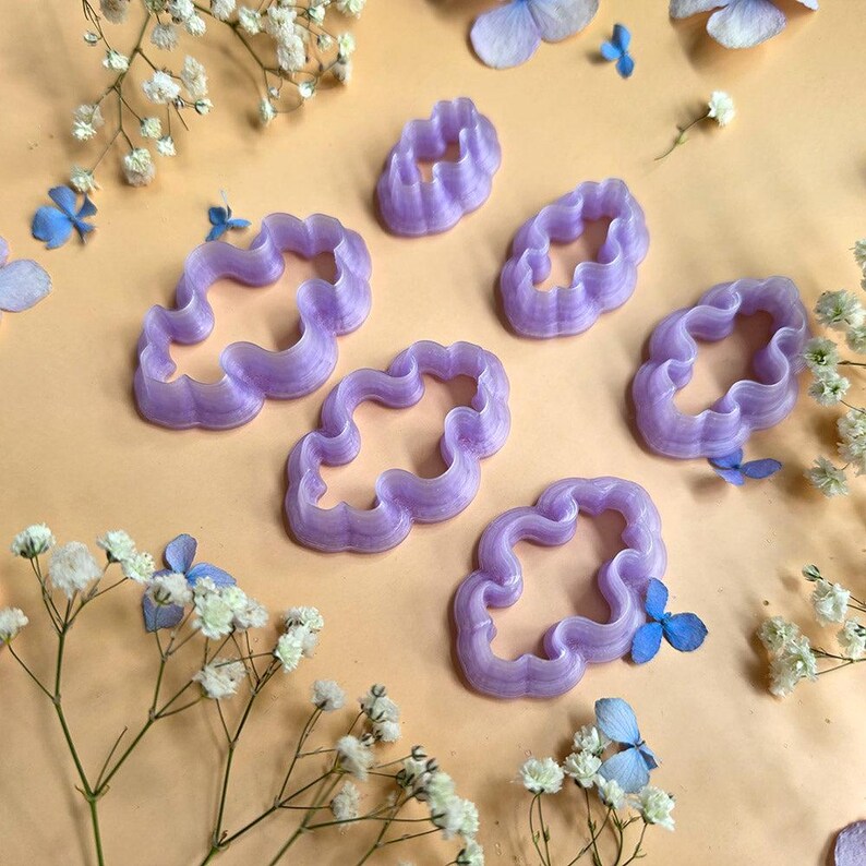 Scalloped Cloud Pendant Bail Clay Cutter Set #15 - 6 Sizes, 2.5-5 cm image 5