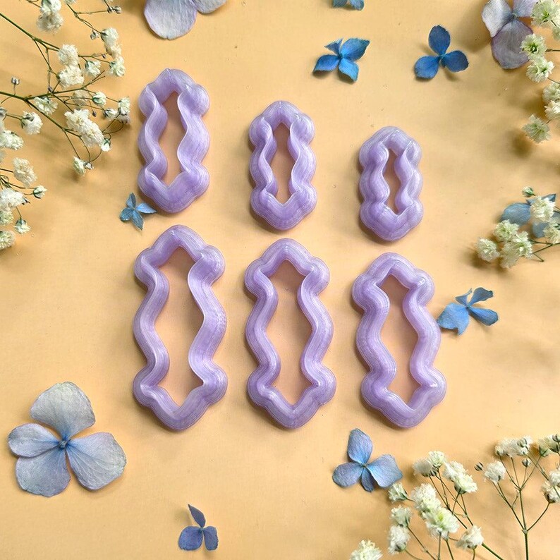Wavy Bar Pendant Bail Clay Cutter Set #4 - 6 Sizes, 2.5-5 cm image 1