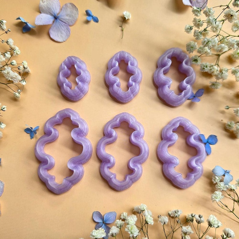 Scalloped Cloud Pendant Bail Clay Cutter Set #15 - 6 Sizes, 2.5-5 cm image 1