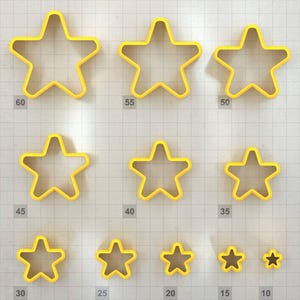 Star 5-Pointed, Smooth - Set of 11 Polymer Clay Cutters Plastic Cutters SweetyBijou Tools
