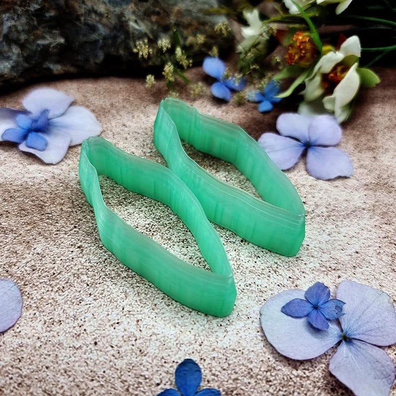 Wavy Marquise Polymer Clay Earring Cutter Pair #31 - 6 cm image 2