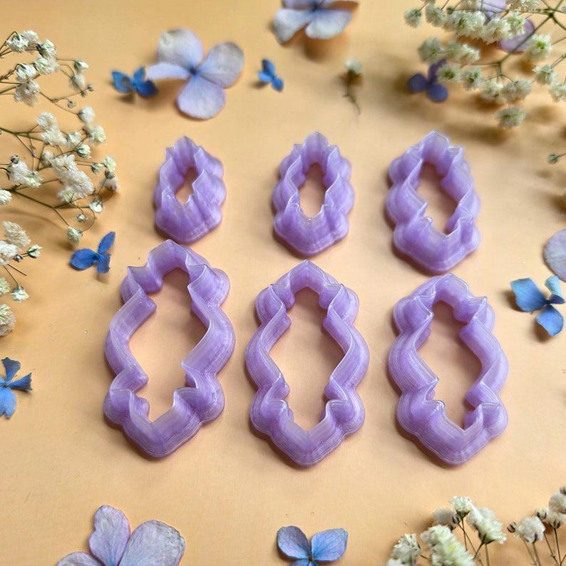 Pointed Cartouche Pendant Bail Clay Cutter Set #14 - 6 Sizes, 2.5-5 cm image 1