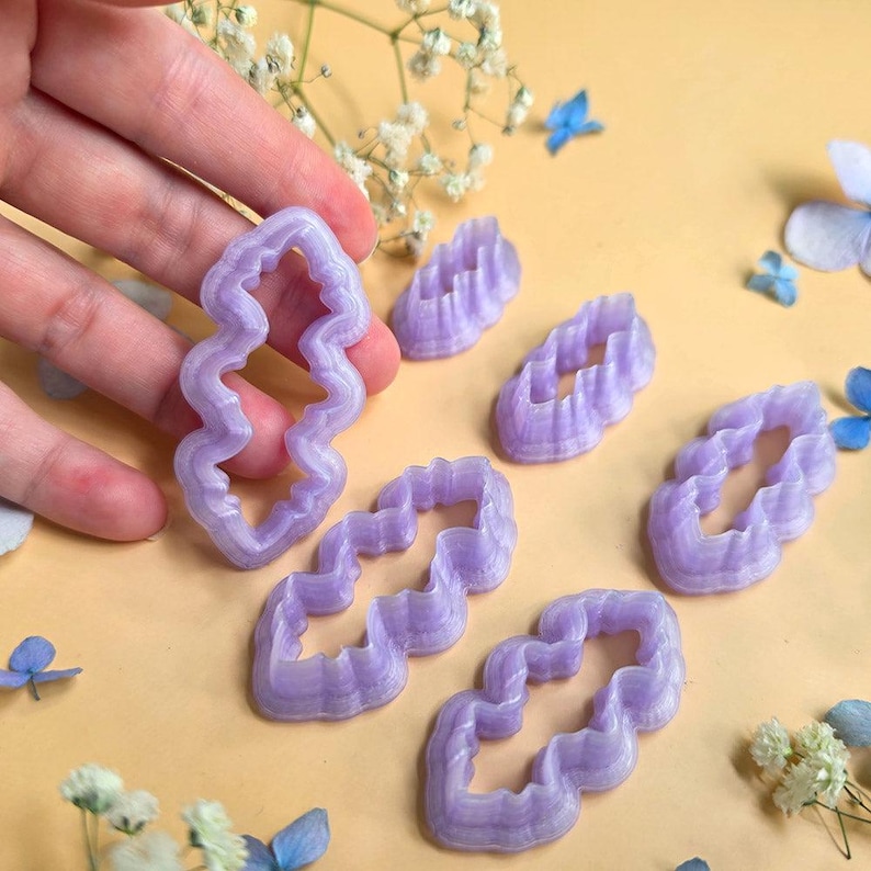 Ruffled Leaf Pendant Bail Clay Cutter Set #3 - 6 Sizes, 2.5-5 cm image 9