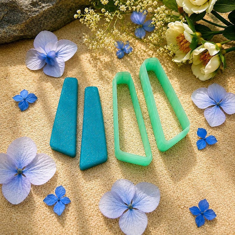 Slanted Bar Polymer Clay Earring Cutter Pair #2 - 6 cm image 3