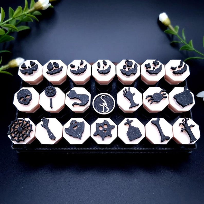 SweetyBijou Spooky Night Halloween Stamps Set - 20 Tiny Stamps in Luxury Box