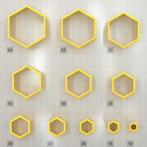 Hexagon - Set of 11 Polymer Clay Cutters Plastic Cutters SweetyBijou Tools