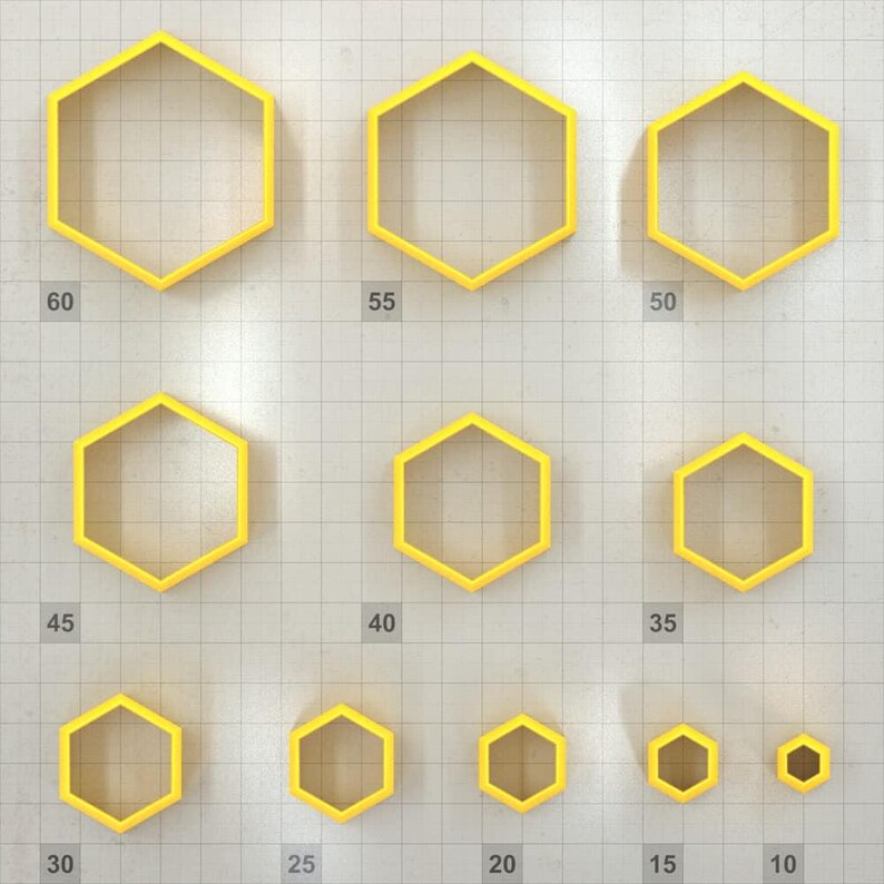 Hexagon - Set of 11 Polymer Clay Cutters Plastic Cutters SweetyBijou Tools