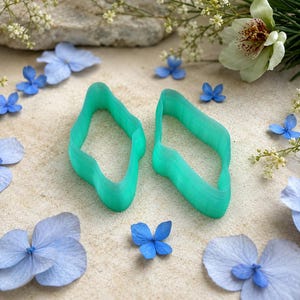 Örhängesutstickare i vågig sten, polymerlera, par #3 - 6 cm bild 7