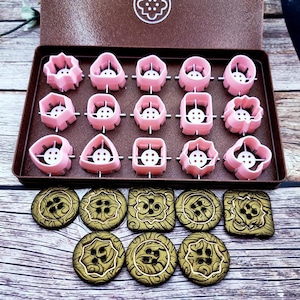 Polymer Clay Button Imprint Set - 15 Designs, Requires Buttons Toolkit Set 1 image 1