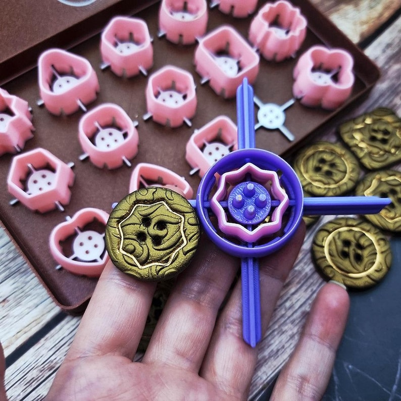 Polymer Clay Button Imprint Set - 15 Designs, Requires Buttons Toolkit Set 1 image 2