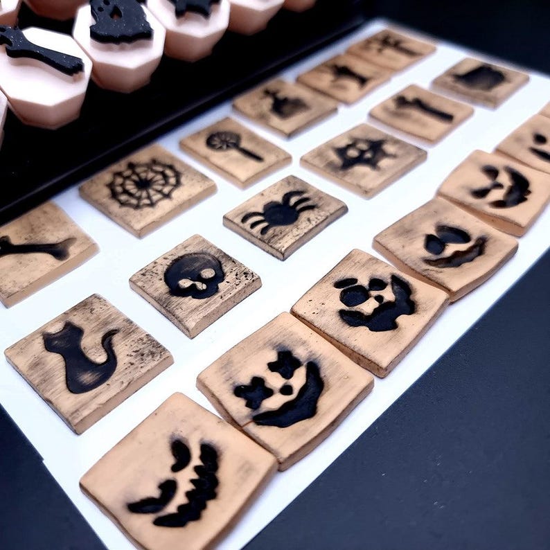 SweetyBijou Spooky Night Halloween Stamps Set - 20 Tiny Stamps in Luxury Box