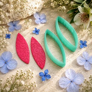 Cortador de pendientes de arcilla polimérica con forma de hoja curva, par n.° 6 - 6 cm imagen 3