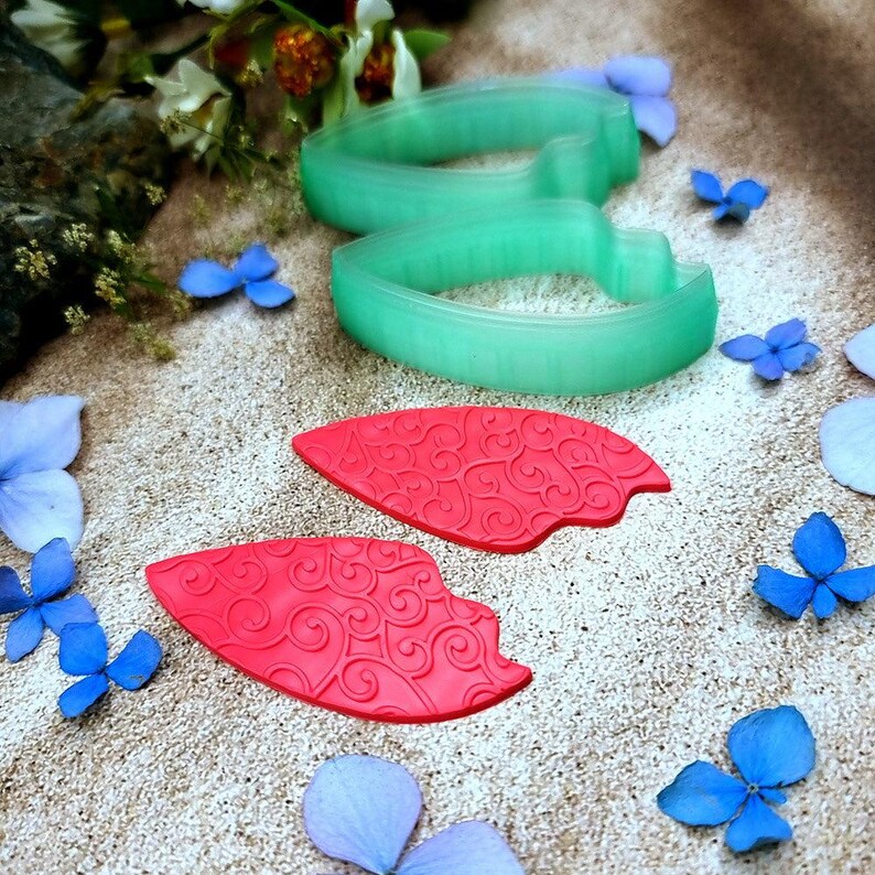 Flame Petal Polymer Clay Earring Cutter Pair #1 - 6 cm image 7