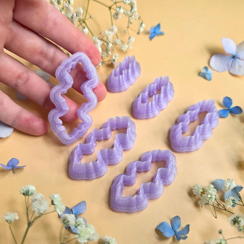Ruffled Leaf Pendant Bail Clay Cutter Set #3 - 6 Sizes, 2.5-5 cm image 8