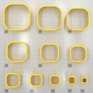 Square Extra-Rounded - Set of 11 Clay Cutters Plastic Cutters SweetyBijou Tools