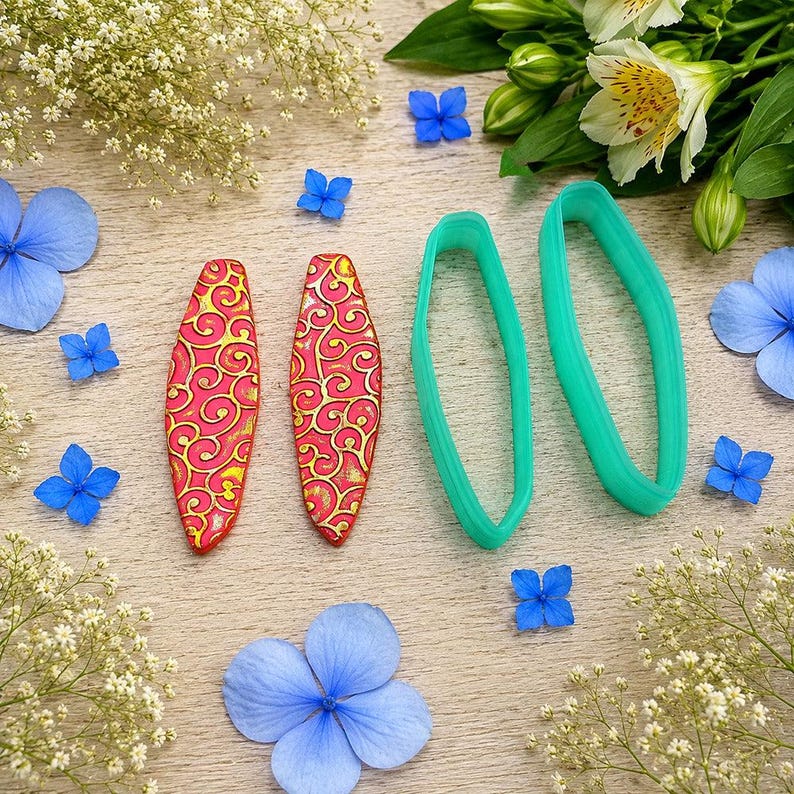 Faceted Marquise Polymer Clay Earring Cutter Pair #21 - 6 cm image 1