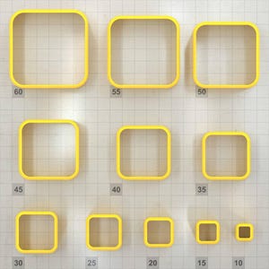 Square Rounded - Set of 11 Polymer Clay Cutters Plastic Cutters SweetyBijou Tools