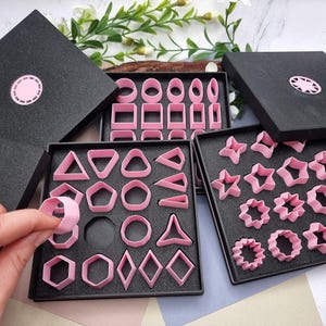 SweetyBijou 52pcs Mini Geometric Polymer Clay Cutters in 3 Luxury Boxes