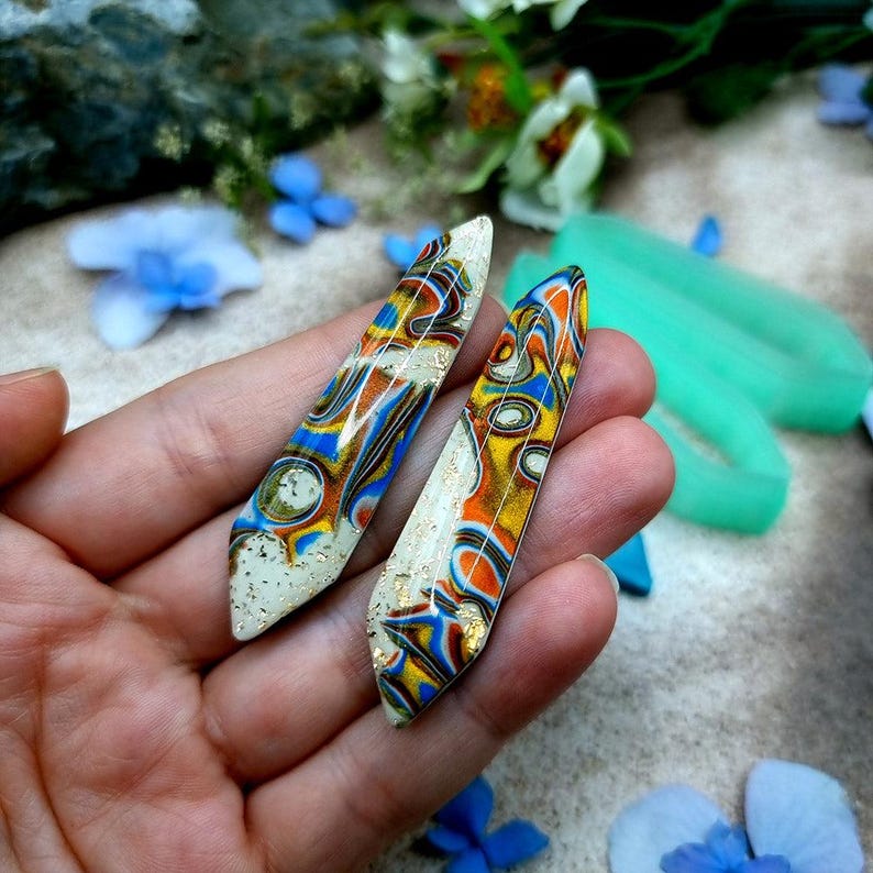 Ohrringausstecher aus Polymerclay, Paar Nr. 19 – 6 cm Bild 4