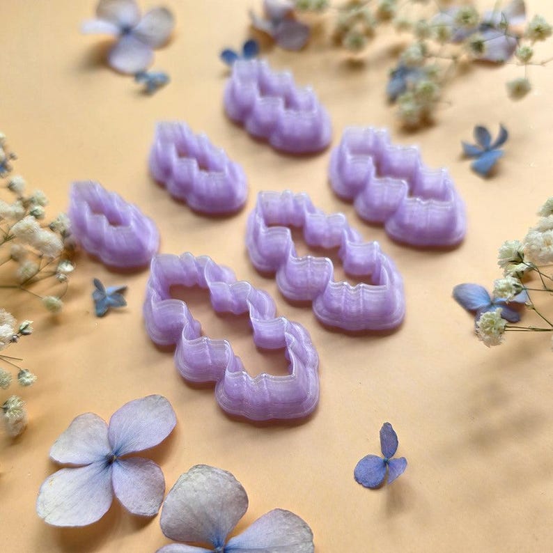 Ruffled Leaf Pendant Bail Clay Cutter Set #3 - 6 Sizes, 2.5-5 cm image 3