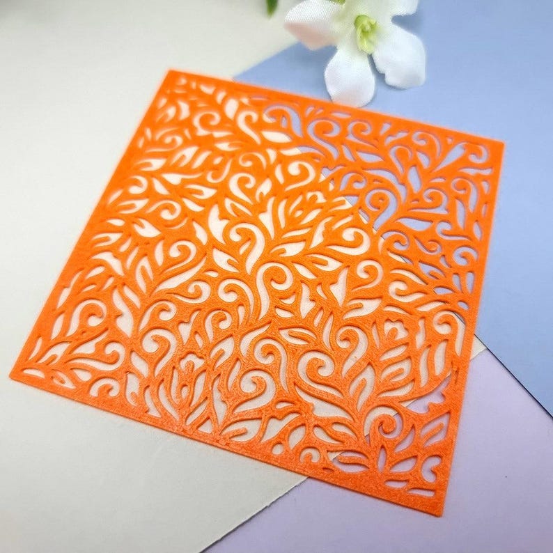 Leaves Floral Polymer Clay Stencil - Reusable Texture Tool image 1