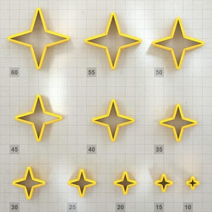 Star 4-Pointed - Set of 11 Polymer Clay Cutters Plastic Cutters SweetyBijou Tools