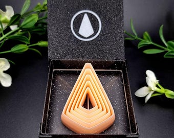 Square Drop Nesting Polymer Clay Cutter Set #19 - Optional Holders