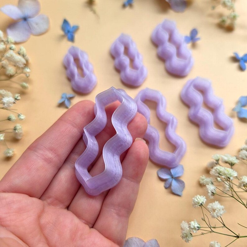 Wavy Ribbon Pendant Bail Clay Cutter Set #16 - 6 Sizes, 2.5-5 cm image 2