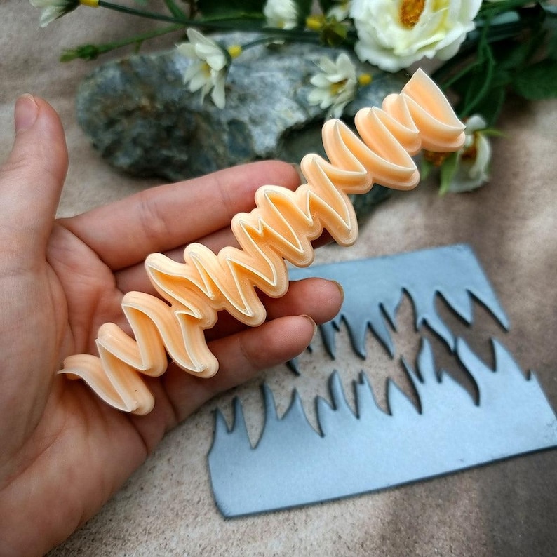 Flames #3 Clay Blade - 12 cm Patterned Edge for Polymer and Metal Clay image 7