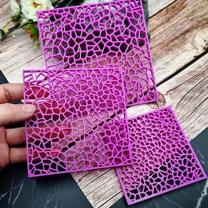 Deep Crackle Polymer Clay Stencil - Reusable Texture Tool image 4