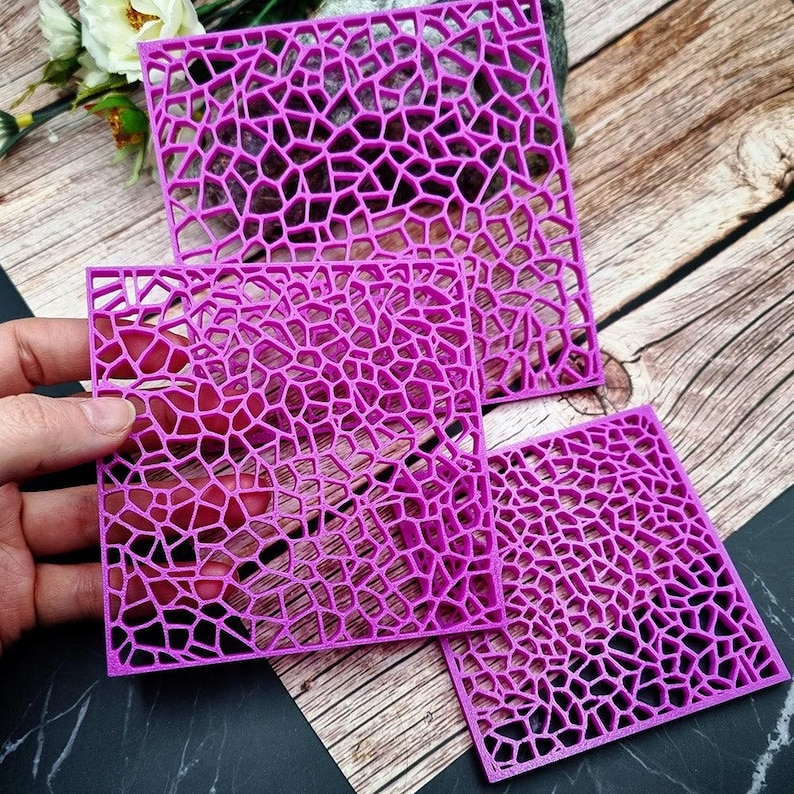 Deep Crackle Polymer Clay Stencil - Reusable Texture Tool image 4