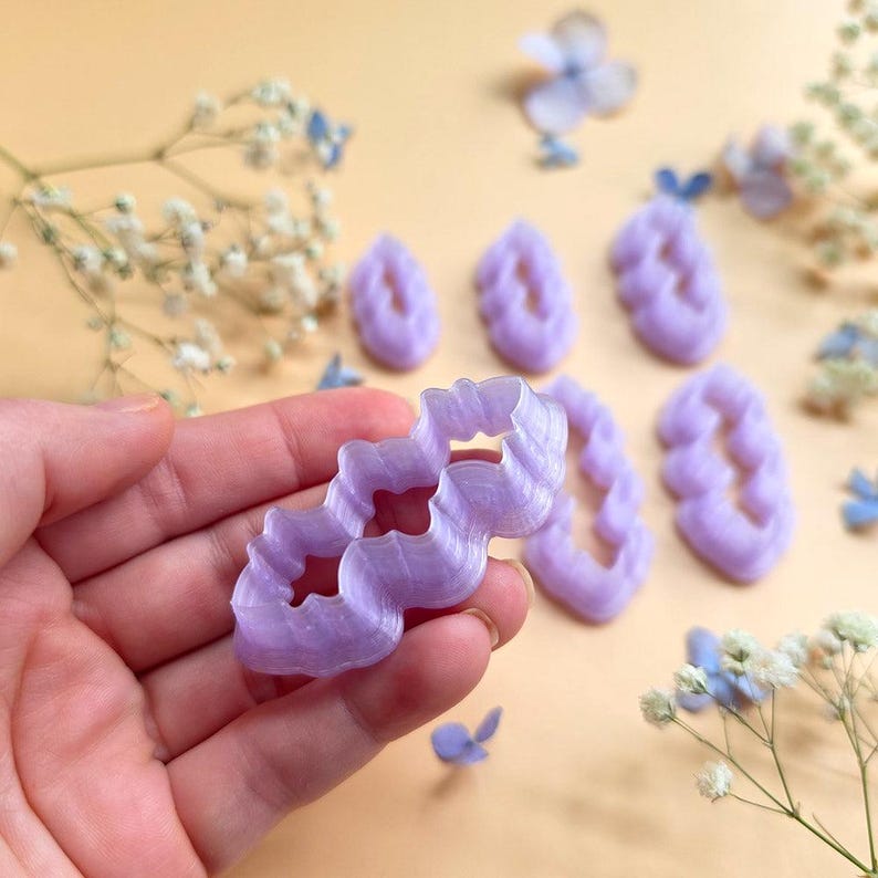 Ruffled Leaf Pendant Bail Clay Cutter Set #3 - 6 Sizes, 2.5-5 cm image 6