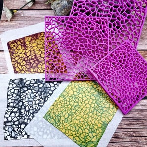 Deep Crackle Polymer Clay Stencil - Reusable Texture Tool image 8