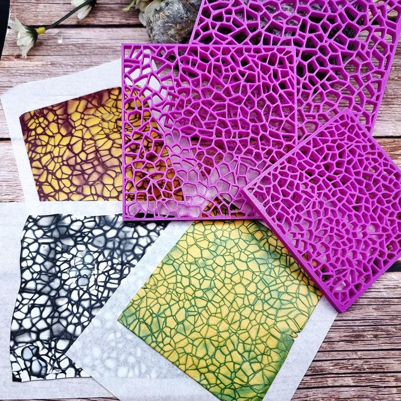 Deep Crackle Polymer Clay Stencil - Reusable Texture Tool image 8